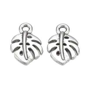 100pcs Tibetan Monstera Leaf Charms for DIY Jewelry Making 14*9.5*3mm