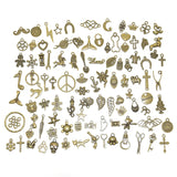 100pcs Tibetan Silver Mixed Animal Leaf Key Crown Charms Alloy Metal Pendants
