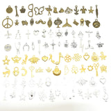 100pcs Tibetan Silver Mixed Animal Leaf Key Crown Charms Alloy Metal Pendants