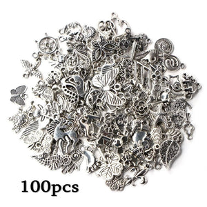 100pcs Tibetan Silver Mixed Pendant Beads Jewelry DIY Craft Charms