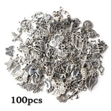 100pcs Tibetan Silver Mixed Pendant Beads Jewelry DIY Craft Charms