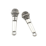 100pcs Microphone Bead Charms 3D Pendant Fit Bracelet 25mm x8mm