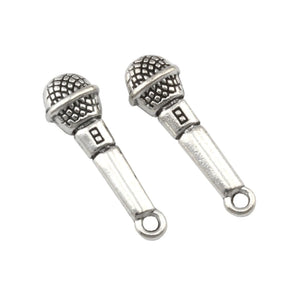 100pcs Microphone Bead Charms 3D Pendant Fit Bracelet 25mm x8mm