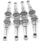 100pcs Microphone Bead Charms 3D Pendant Fit Bracelet 25mm x8mm