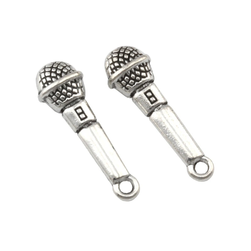 100pcs Microphone Bead Charms 3D Pendant Fit Bracelet 25mm x8mm