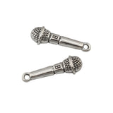 100pcs Microphone Bead Charms 3D Pendant Fit Bracelet 25mm x8mm