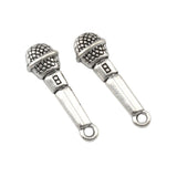 100pcs Microphone Bead Charms 3D Pendant Fit Bracelet 25mm x8mm