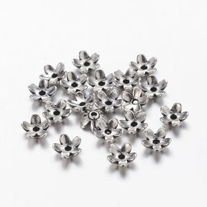100pcs Tibetan Style Zinc Alloy Bead Caps Antique 5x3mm