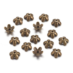 100pcs Tibetan Style Zinc Alloy Bead Caps Antique 5x3mm