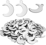 100pcs Stainless Steel Moon Charms for Jewelry Making, 11x16mm