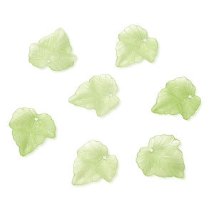 100pcs Acrylic Green Leaf Pendants for DIY Jewelry Making