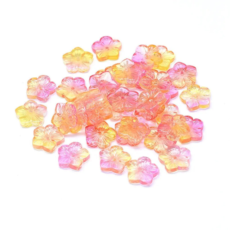100pcs Transparent Glass Flower Beads for Jewelry Making DIY Crafts