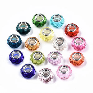 100pcs Resin European Beads Crystal Large Hole 14mm