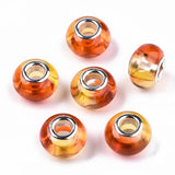 100pcs Transparent Resin European Beads Large Hole Brass Double Cores