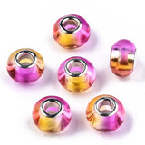 100pcs Transparent Resin European Beads Large Hole Brass Double Cores