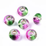 100pcs Transparent Resin European Beads Large Hole Brass Double Cores