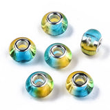 100pcs Transparent Resin European Beads Large Hole Brass Double Cores
