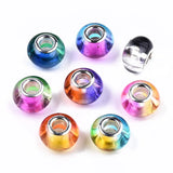 100pcs Transparent Resin European Beads Large Hole Brass Double Cores