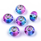 100pcs Transparent Resin European Beads Large Hole Brass Double Cores