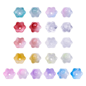 100pcs Transparent Glass Beads Flower Bead Caps DIY Jewelry Making