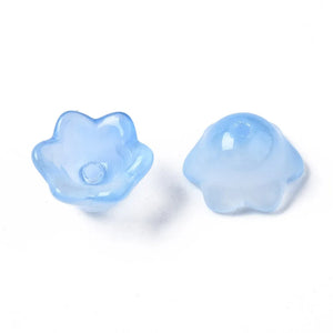 100pcs Two Tone Glass Flower Beads for Jewelry Making