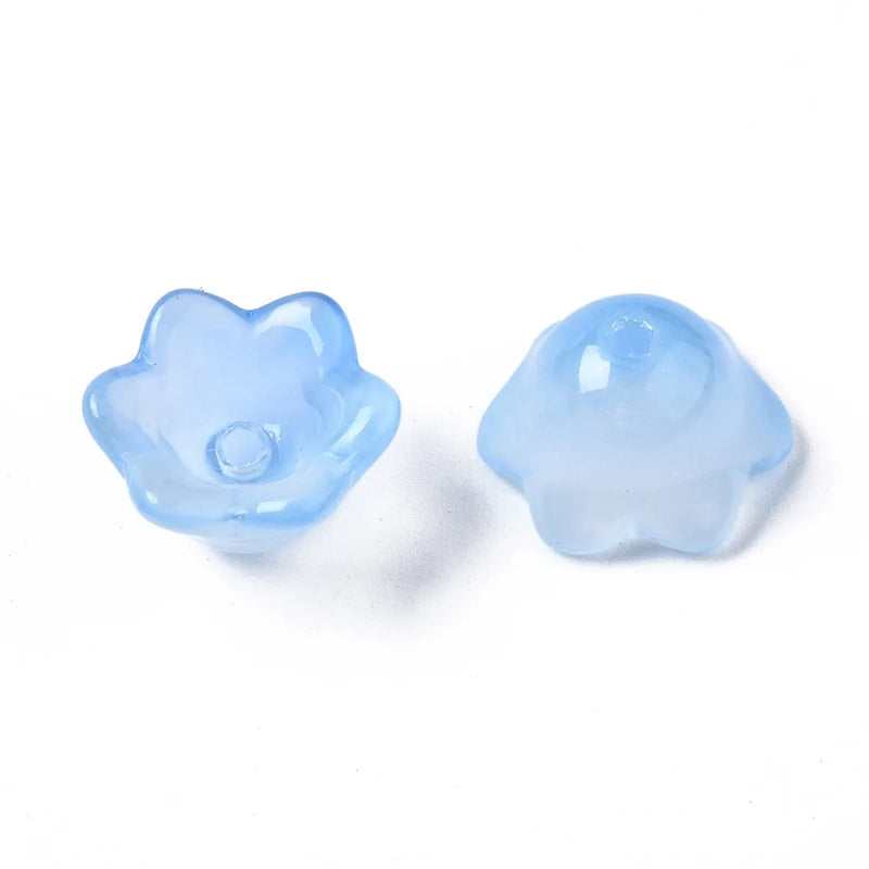 100pcs Two Tone Glass Flower Beads for Jewelry Making