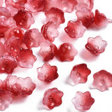 100pcs Two Tone Glass Flower Beads for Jewelry Making
