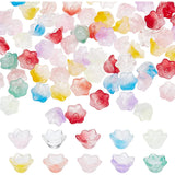 100pcs Two Tone Glass Flower Beads for Jewelry Making