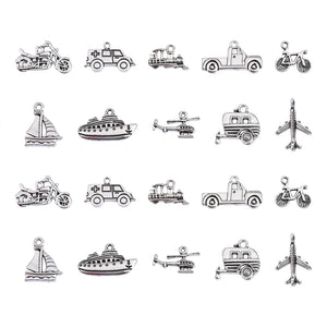 100pcs Vehicle Theme Charms Train Motorcycle Plane Charms