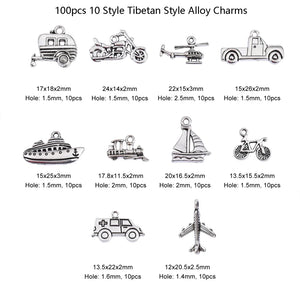 100pcs Vehicle Theme Charms Train Motorcycle Plane Charms