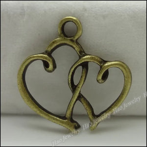 100pcs Vintage Heart Pendant Bronze Jewelry Making