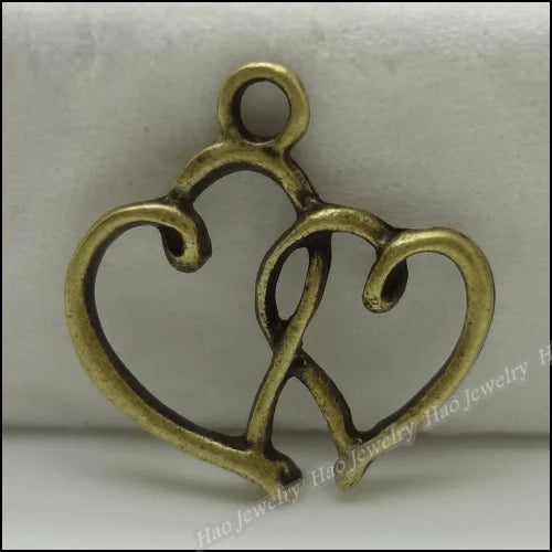 100pcs Vintage Heart Pendant Bronze Jewelry Making