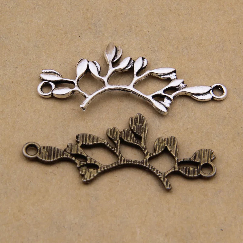 100pcs Vintage Twig Pendant Alloy Charms for DIY Jewelry Accessories