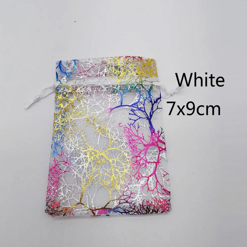 100pcs Coral Organza Bag Drawstring Pouch Jewelry Gift Box Wed Christmas Bags