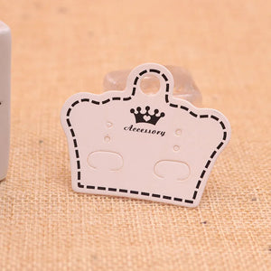 100pcs Velvet Ear Studs Holder Hang Cards Crown Shape