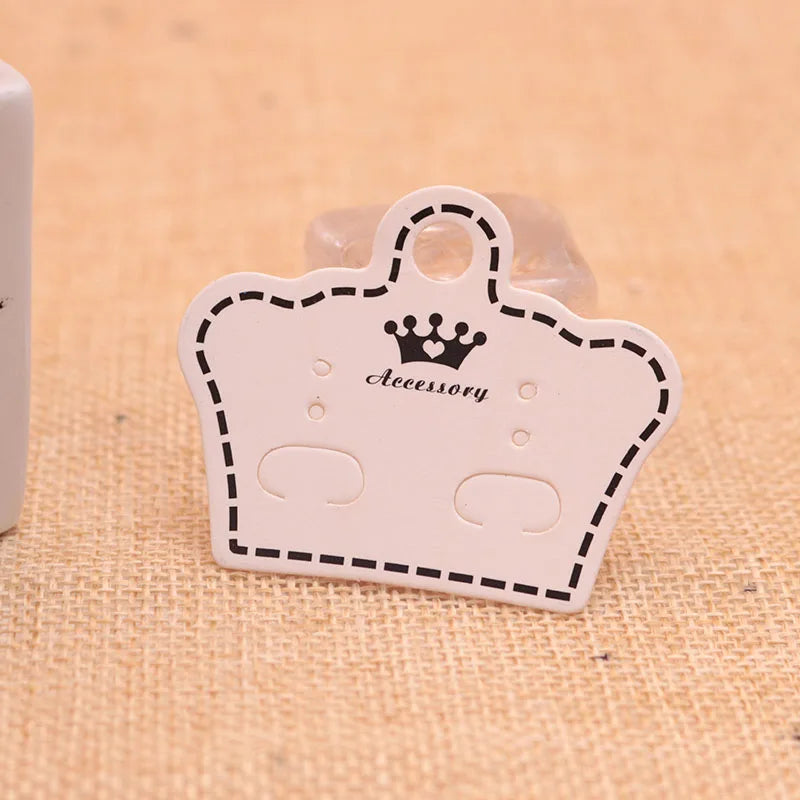 100pcs Velvet Ear Studs Holder Hang Cards Crown Shape