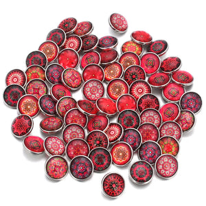 100pcs Mixed 18mm Glass Snap Button Jewelry for Leather Snap Bracelet