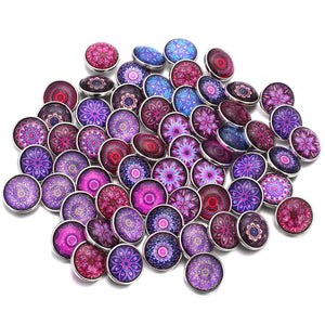100pcs Mixed 18mm Glass Snap Button Jewelry for Leather Snap Bracelet