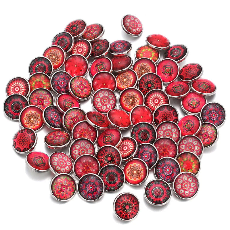 100pcs Mixed 18mm Glass Snap Button Jewelry for Leather Snap Bracelet