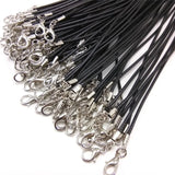 100pcs Leather Wax Rope Cord Necklace Chain DIY String Strap Rope Lobster Clasp