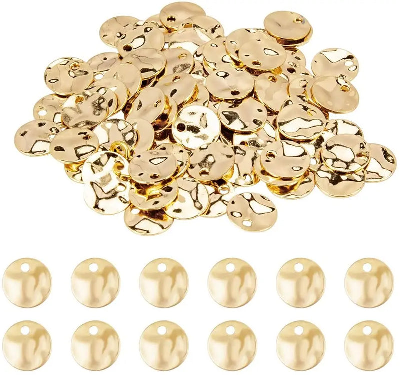 100pcs Brass Pendants Flat Round Charms for DIY Jewelry Making