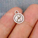 100pcs Yin Yang Charms, Tibetan Silver Tai Chi Charm Pendant 13x10mm