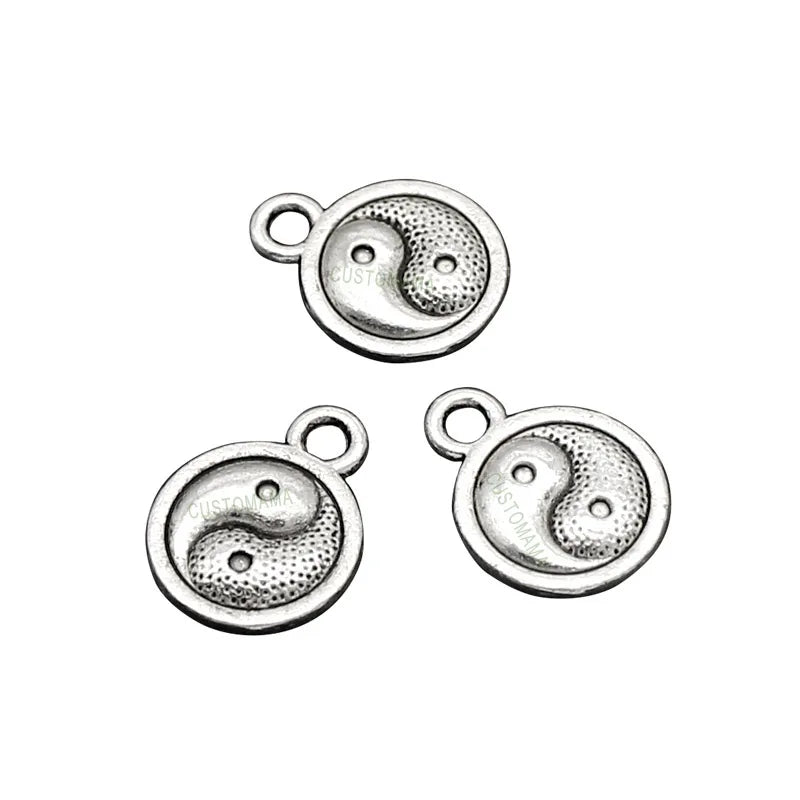 100pcs Yin Yang Charms, Tibetan Silver Tai Chi Charm Pendant 13x10mm
