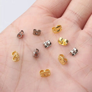 100pcs Zinc Alloy Earring Back Stopper Ear Post Plug Stud Findings