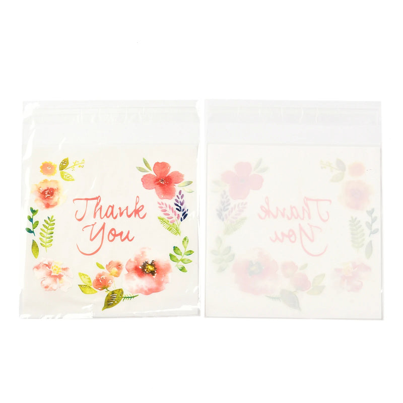 100pcs Thank You Self-Sealing Plastic Bags for Gifts & Treats