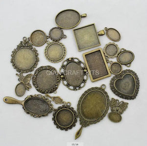 100pcs Mixed Size Antique Bronze Charm Pendants DIY Jewelry Supply