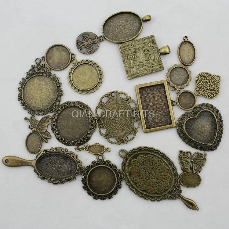 100pcs Mixed Size Antique Bronze Charm Pendants DIY Jewelry Supply