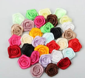 100pcs 36mm-45mm Satin Flowers Ribbon Rose Flower DIY Decoration