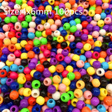100pcs Colorful Pony Beads Kids DIY Crafts Hair Beads 6mm