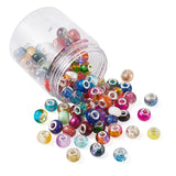 100pcs European Lampwork Large Hole Beads & Glass Rondelle Mix